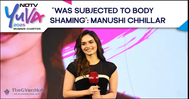 Manushi Chhillar speaking at NDTV Yuva Conclave
