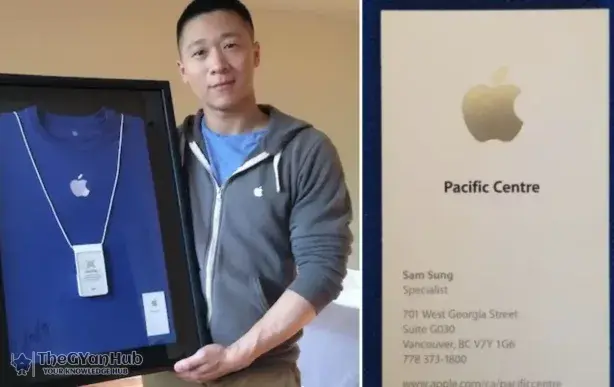 Sam Sung interacting with Apple colleagues following a name-related viral story