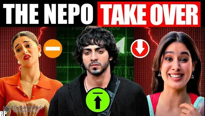 Bollywood film reel with images of celebrity families and star kids