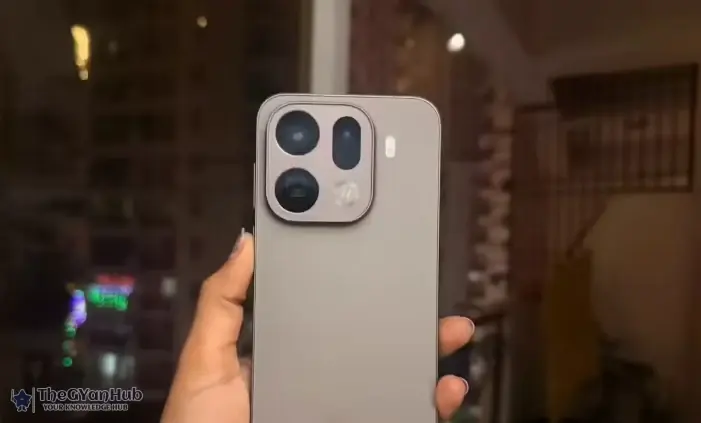 Oppo Find X9 Pro smartphone displayed on a table, showing its curved AMOLED screen and sleek metal design