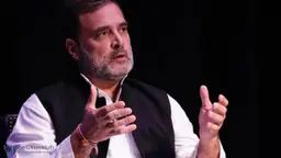 Rahul Gandhi addressing a press conference criticizing the Bihar election results as unfair