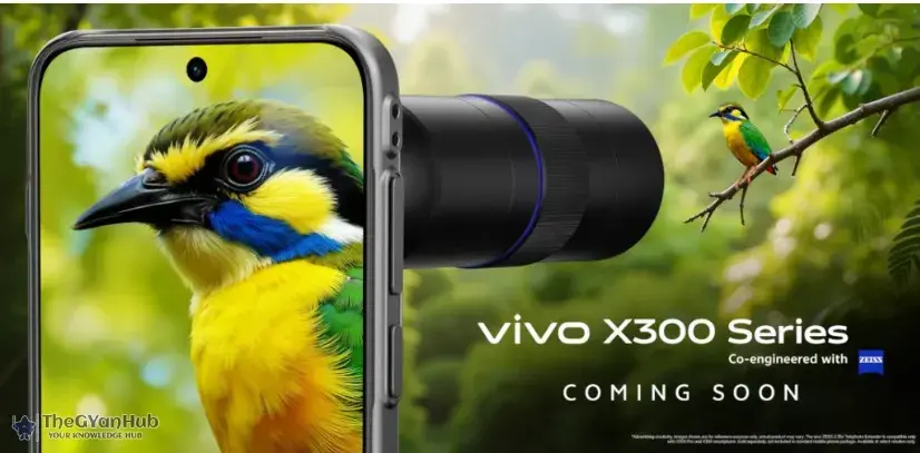 Vivo X300 series smartphones displayed with launch date announcement