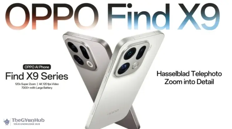 Oppo Find X9 Pro smartphone on display during a product review