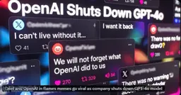 Viral memes capture public response to the shutdown of GPT-4o, highlighting the cultural impact of popular AI models.